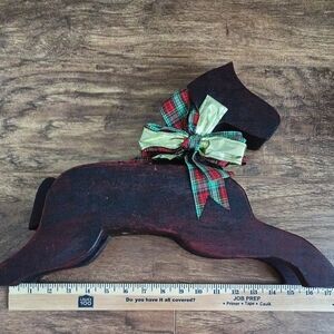18" Holiday Solid 4 Lb Wood Horse. Christmas Vintage